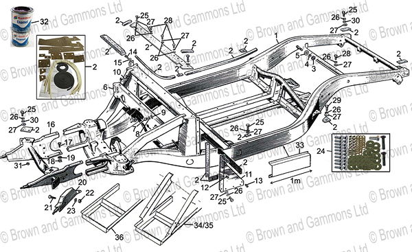 Image for Chassis frame. Body to chassis fixings